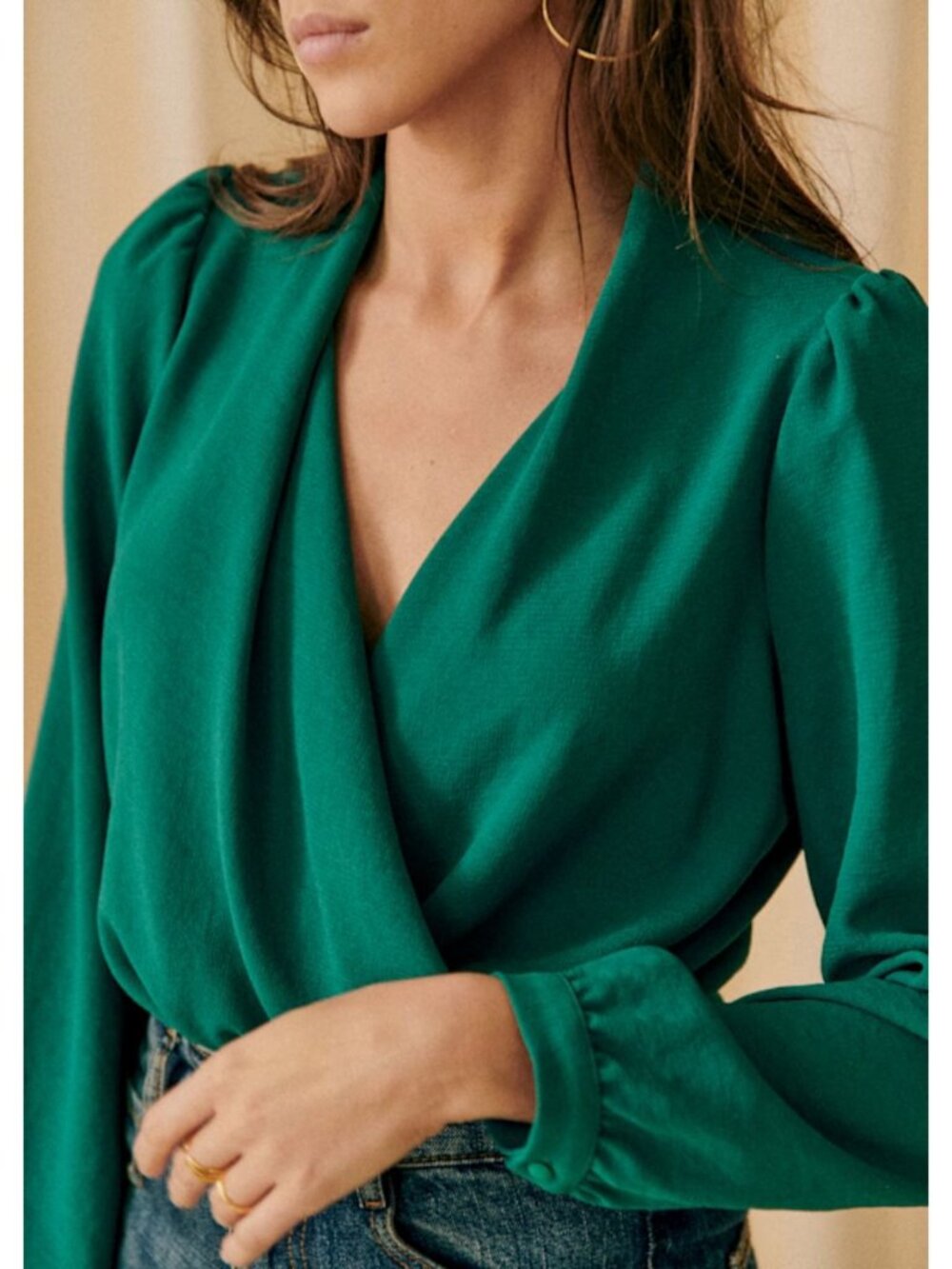 Sezane Abelia Blouse Bottle Green Size 38
